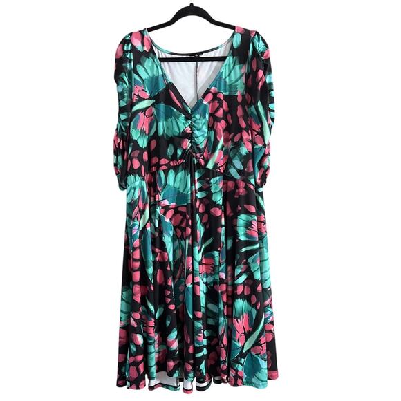 Torrid Womens Plus Mini Studio Knit Cinch Front Skater Dress Butterfly Size 4 4X - Picture 2 of 6